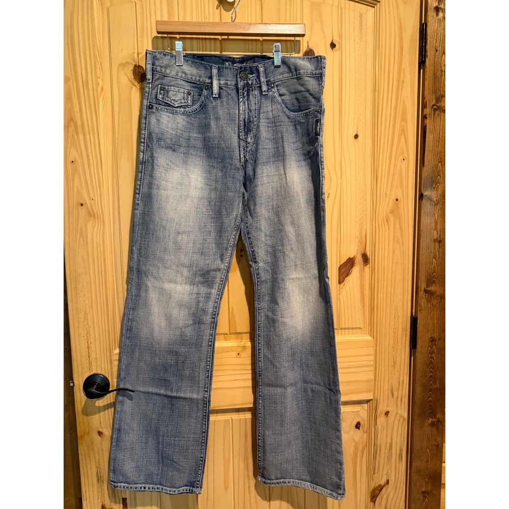Silver Jeans Co Zac Relaxed Fit Straight‎ Leg Blue Denim Jeans Mens 33x34 M42408